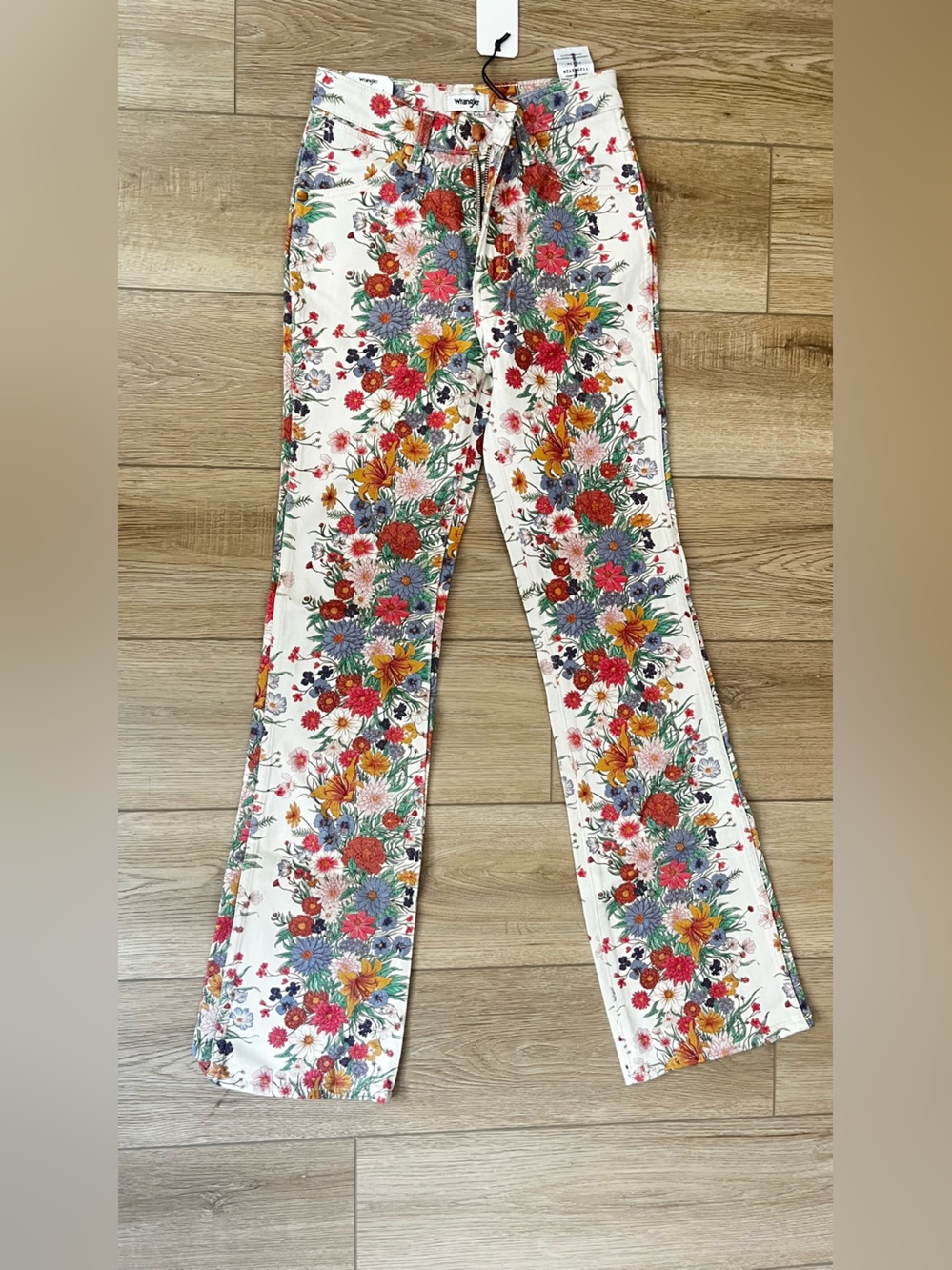 Floral Print Scarf — Cream Background with Multicolor Blooms